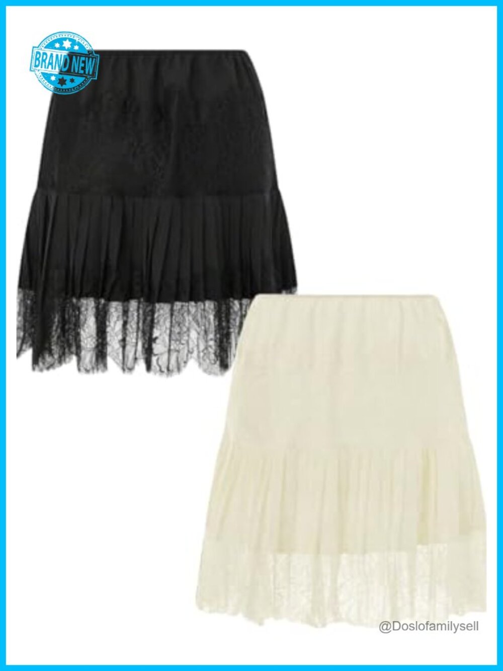 Women's Lace Slip Mini Skirt Pleated Ruffle Tiered A-Line Underskirt